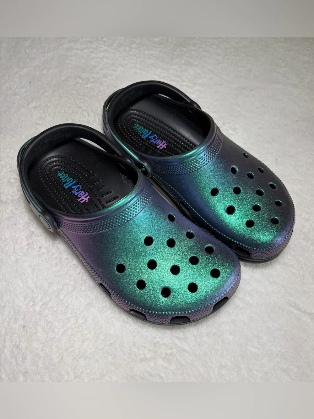 Crocs Harry Potter Kids Iridescent Green-Blue Clog Sandals Slip-On Sz M6-W8‎